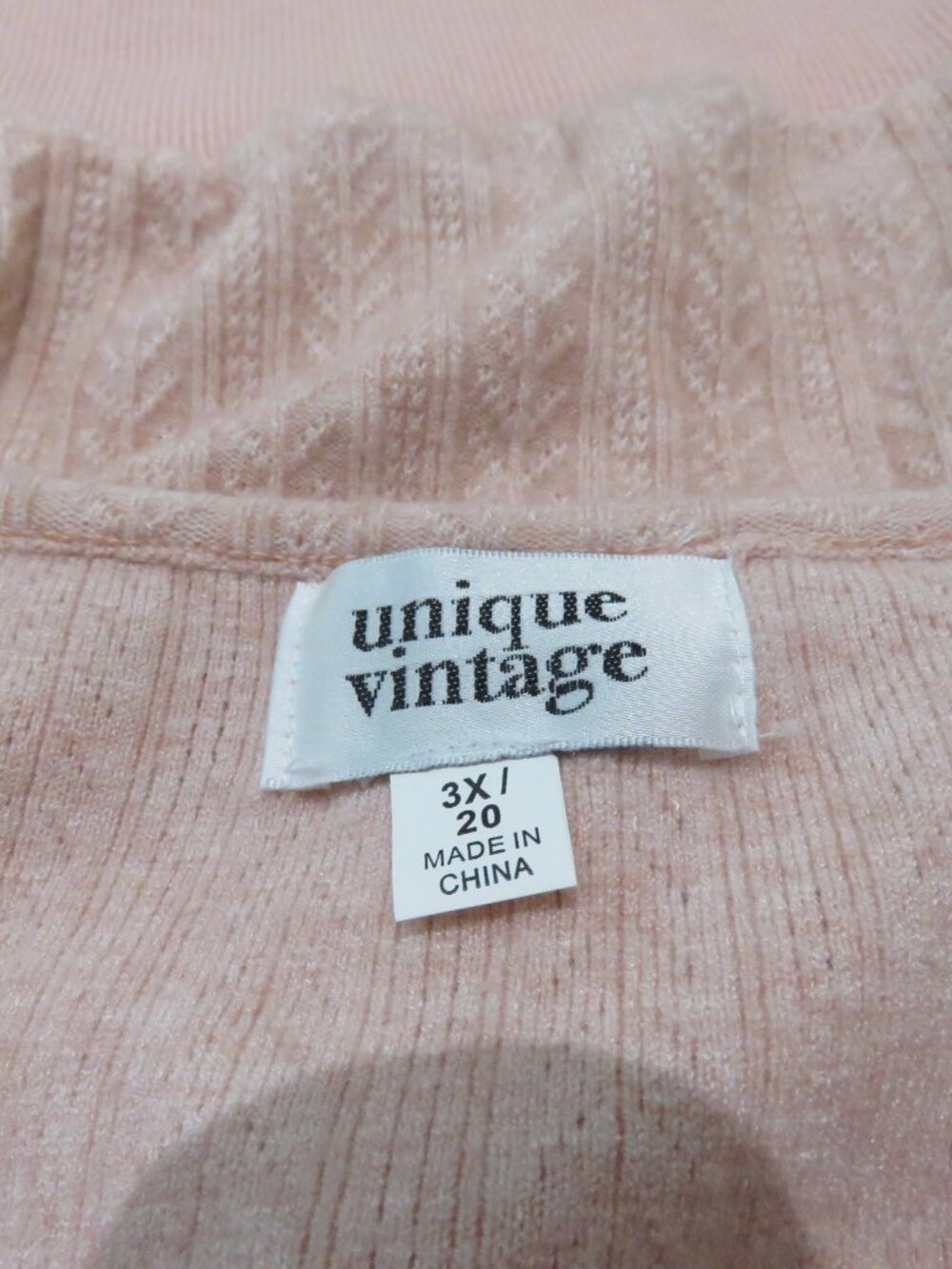 UNIQUE VINTAGE Pointelle Cardigan Top Blush Pink 3X Retro Pinup 1950s Trad Wife - Picture 12 of 13